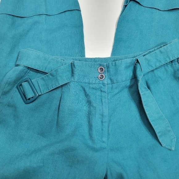 Rafaella 100% Linen Women's Aqua Blue Pants in a Size 10 - Picture 4 of 10